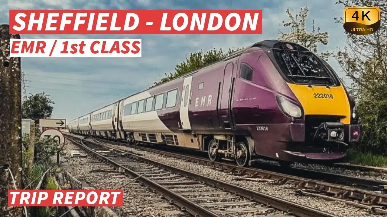 【4K】Sheffield to London by EMR Diesel-Electric Train in The 1st Class